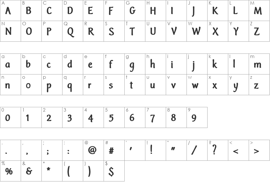 IJF0100 font character map preview
