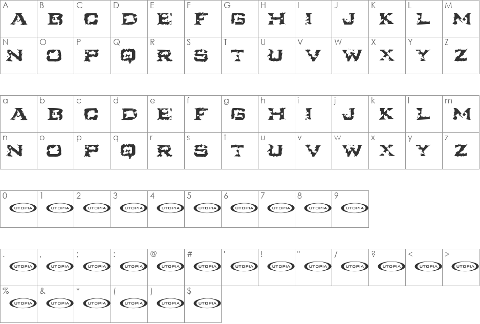 Ikarus Vulture font character map preview