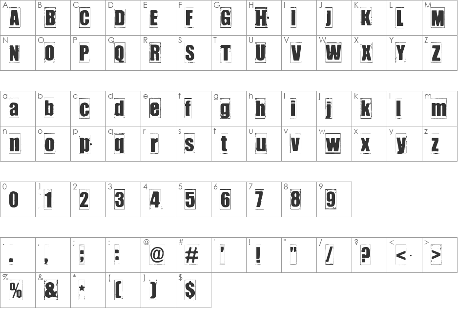 IKHIOOGLA3 font character map preview