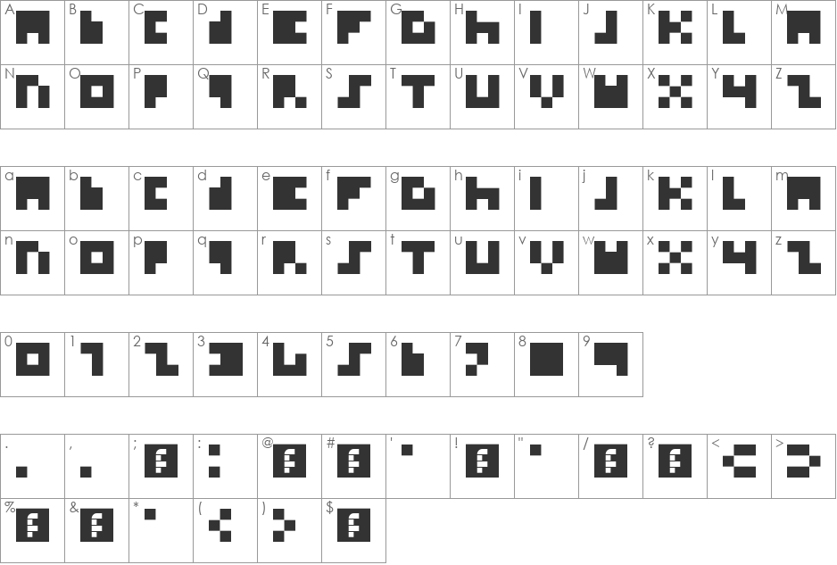 Ikkle font character map preview