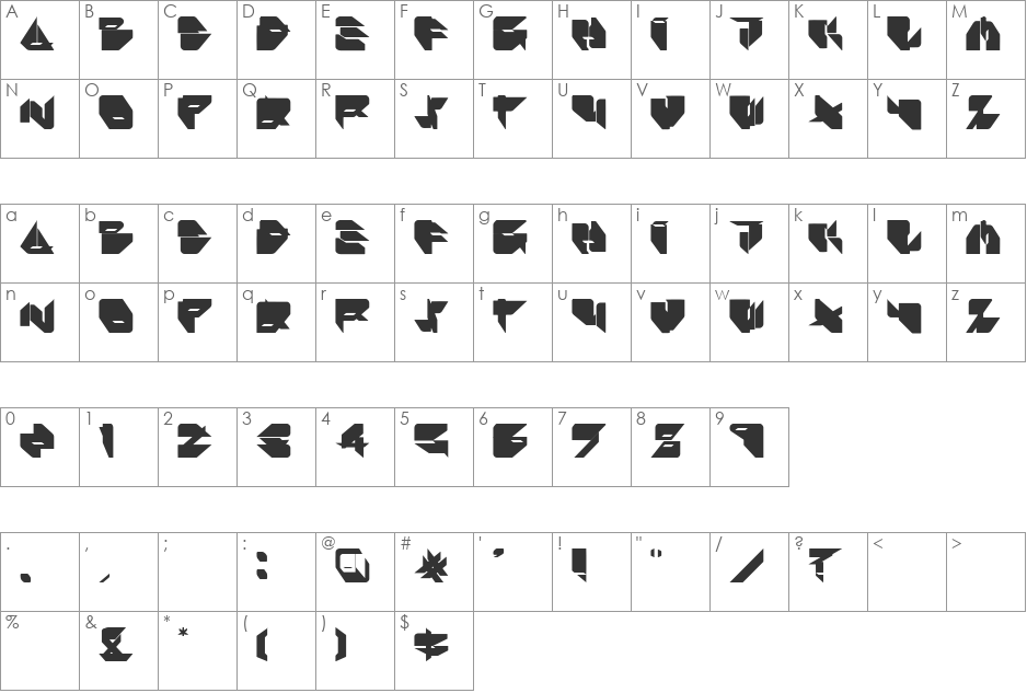 Ikos Dub Solid font character map preview