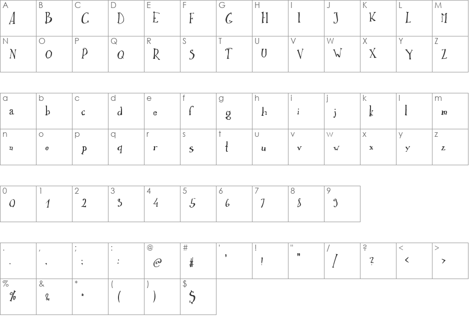 Ikusuteito font character map preview