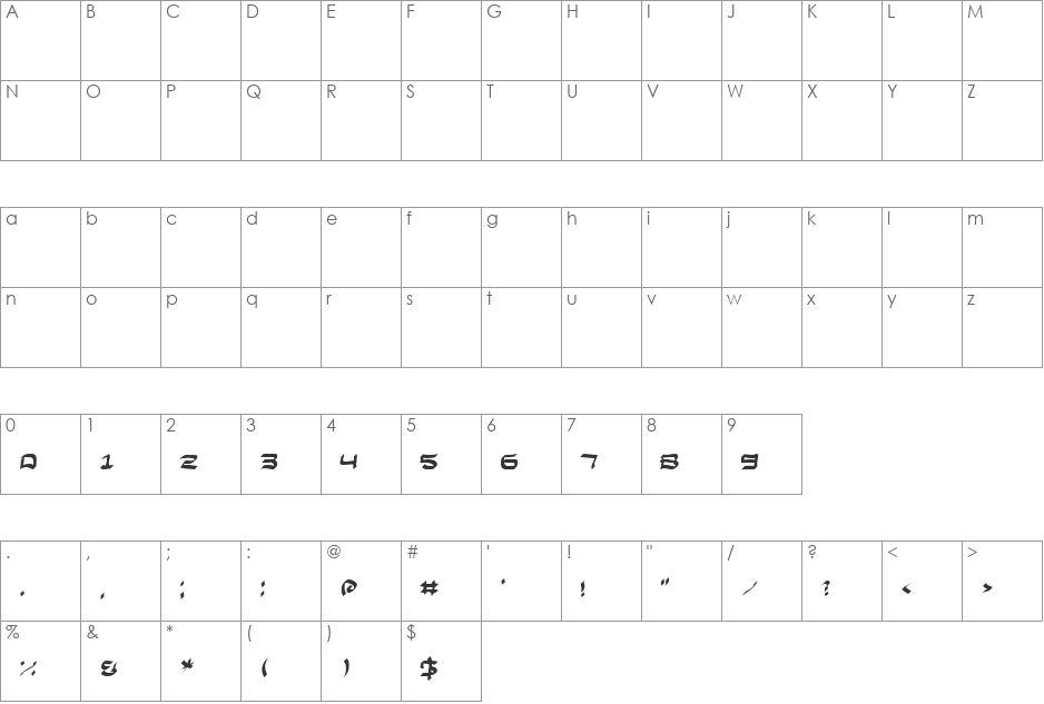 Ilana font character map preview