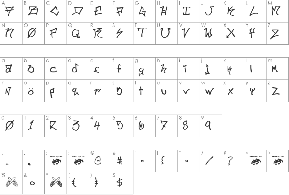 ill.skillz font character map preview