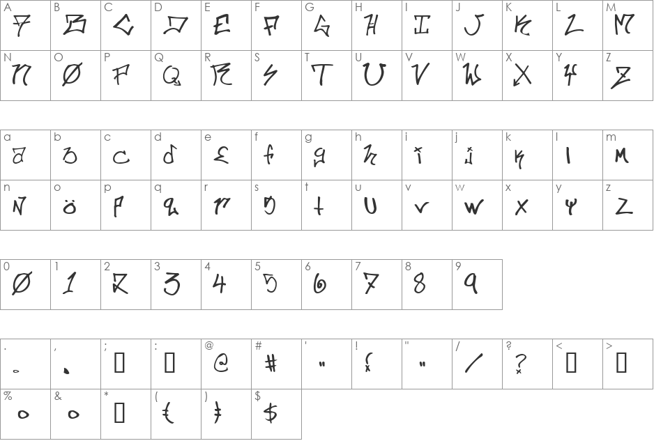 ill.skillz font character map preview