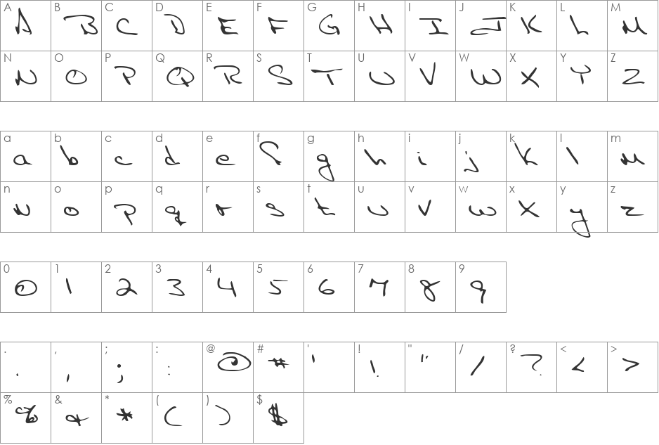 Illini font character map preview