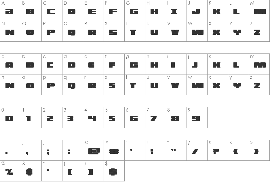 Illumino Extra-Condensed font character map preview