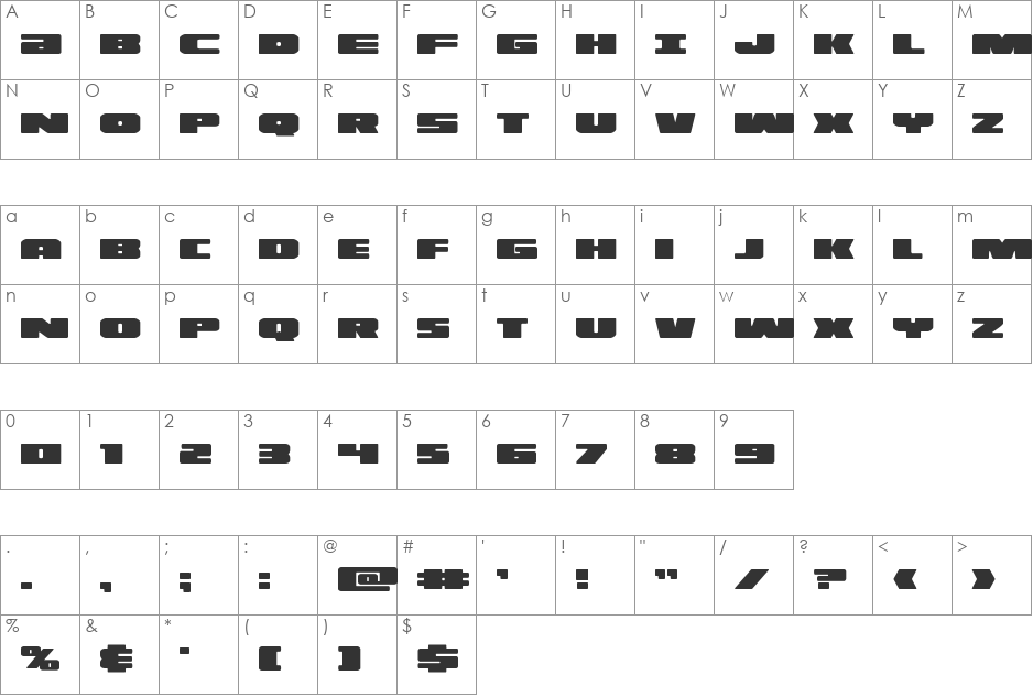 Illumino Extra-Condensed Italic font character map preview