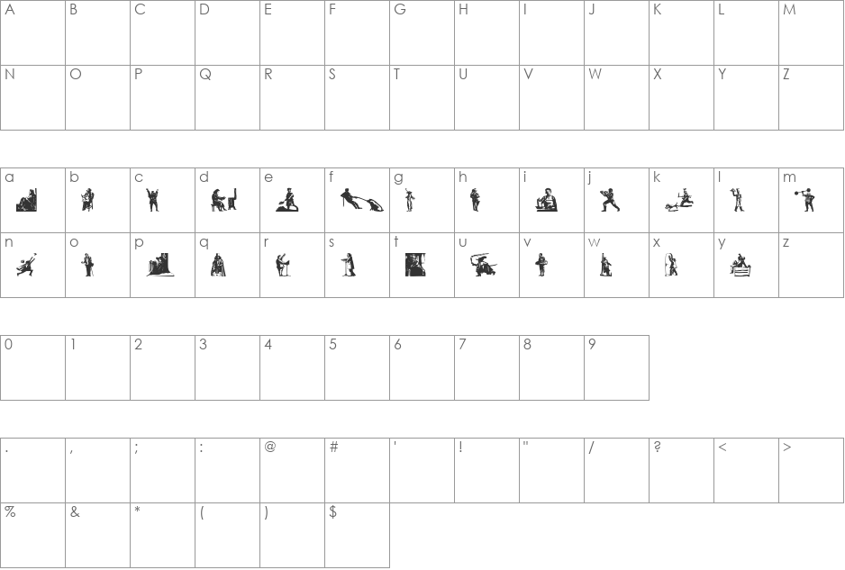 Illustries2 font character map preview