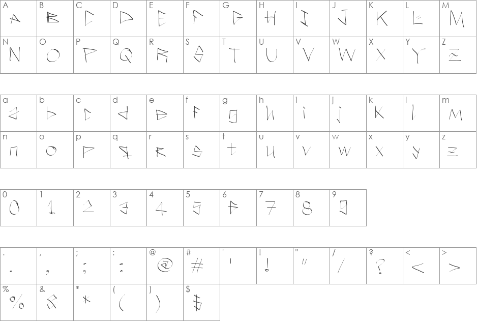 ILostItInTheStreet font character map preview
