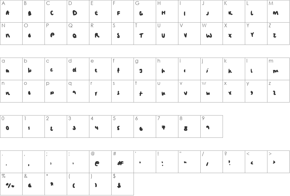 iluvwritingsmall font character map preview