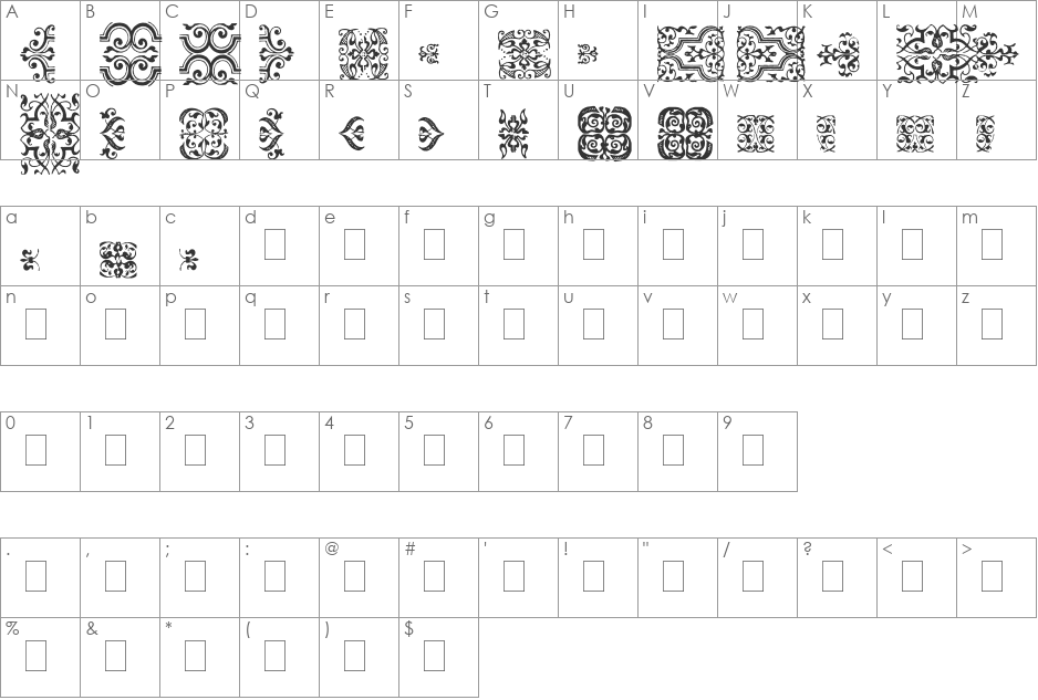 IM FELL FLOWERS 1 font character map preview