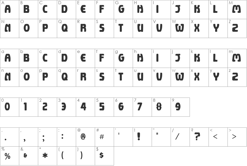 Imagica font character map preview