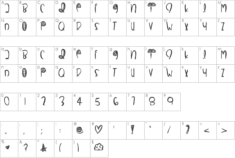 ImaHaveYou font character map preview