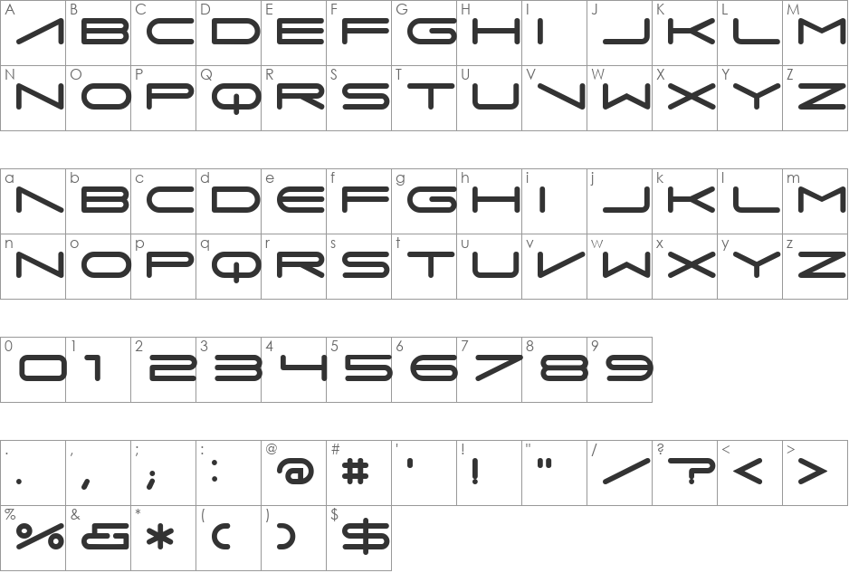 Imitari font character map preview