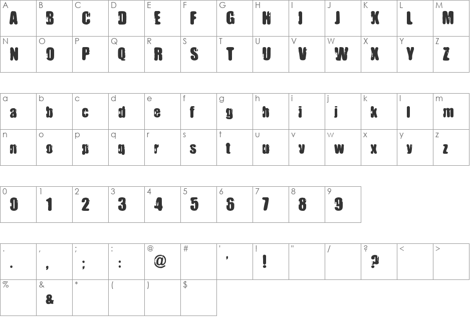 IMMORAL PACT font character map preview