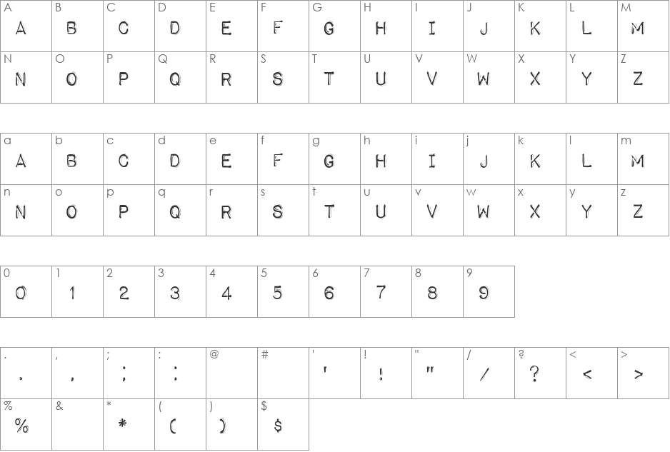 Impact Label font character map preview