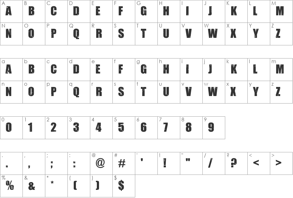 Impacted 2.0 font character map preview