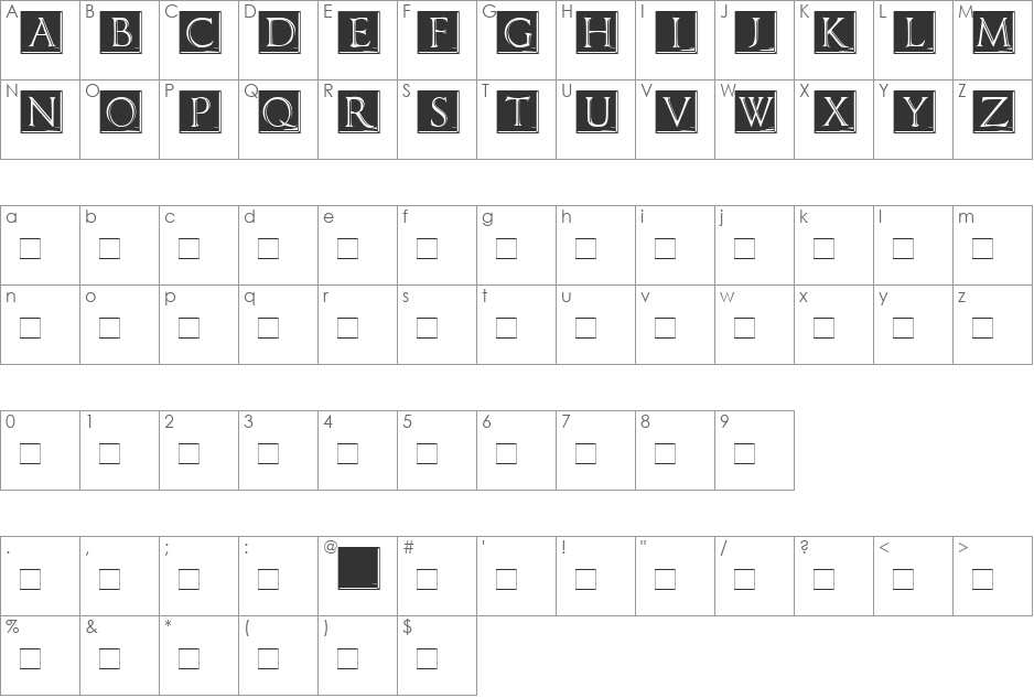 ImperatorPlaque font character map preview
