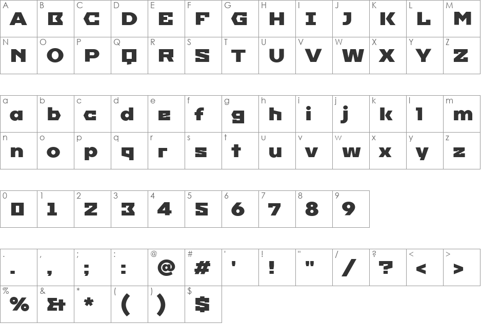 Imperial One font character map preview