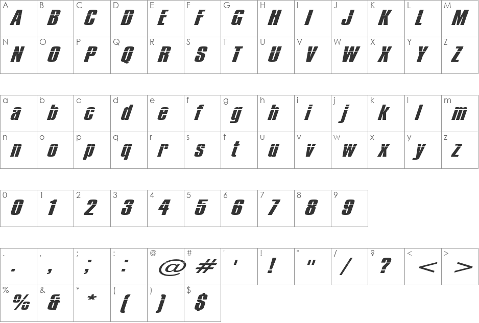 Impossible - 500 font character map preview