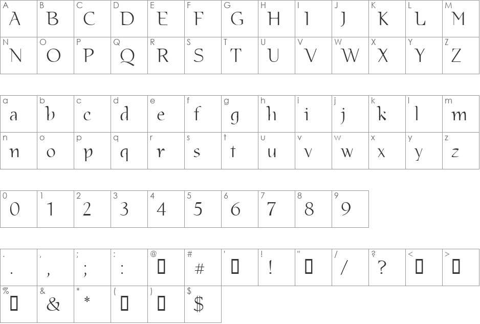 ArjorieMix UT Light font character map preview