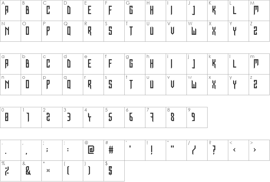 In for The Kill [caps] font character map preview