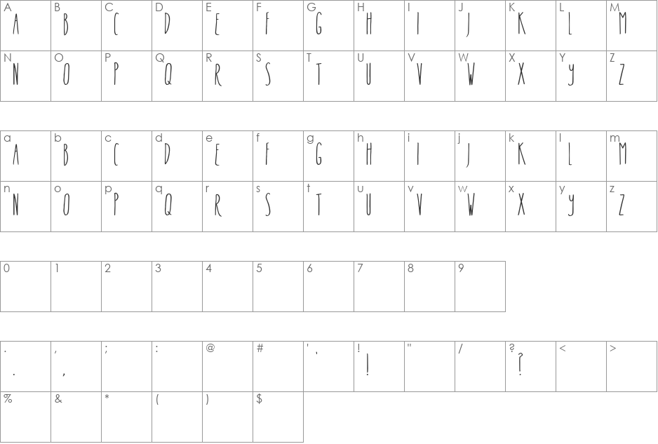 In The Know font character map preview