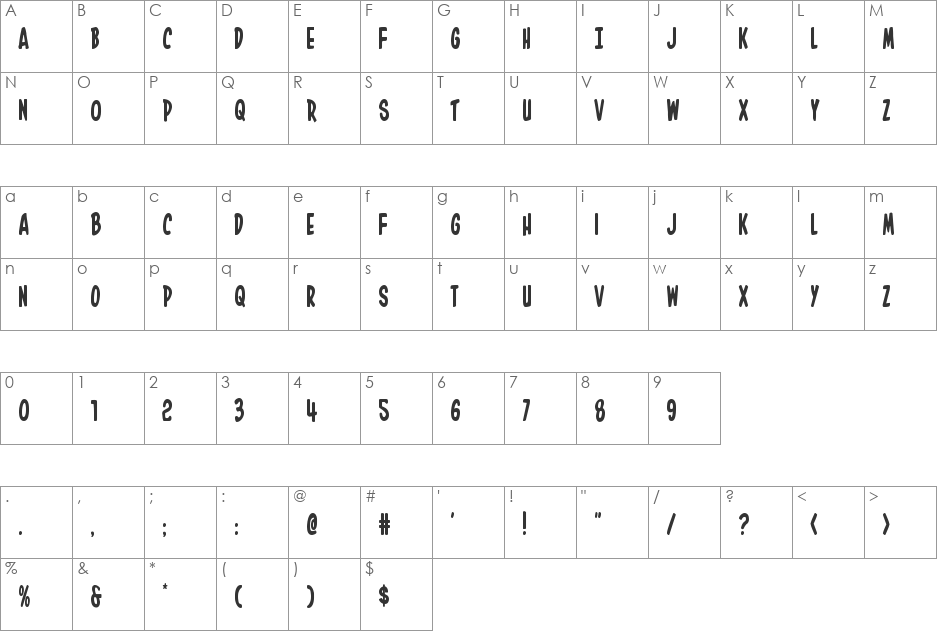 In-House Edition Condensed font character map preview