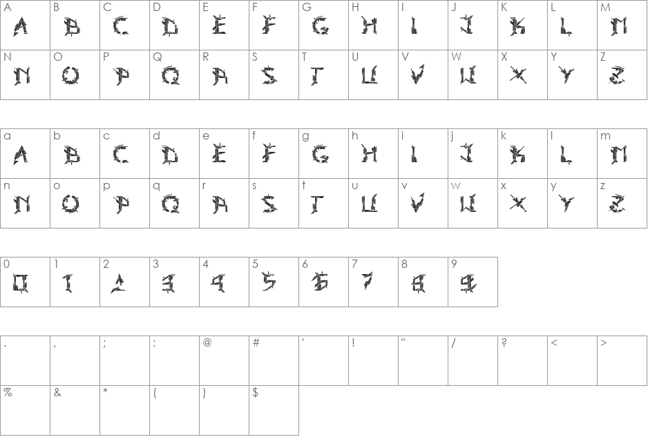 Ark font character map preview