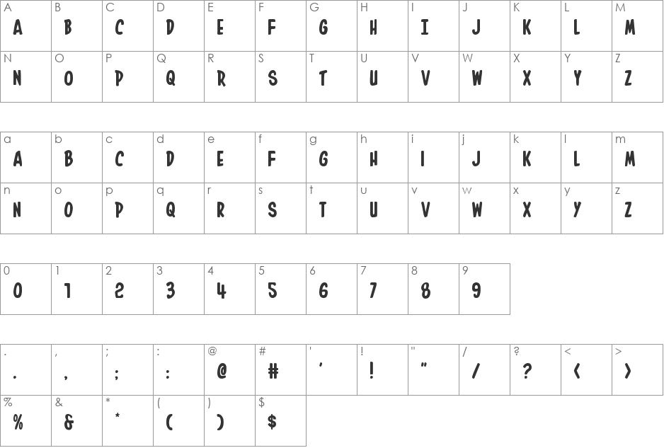 In-House Edition Rotated font character map preview