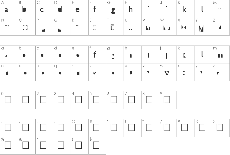 In-n-Out font character map preview