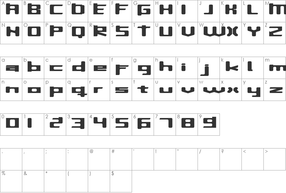 InavelTetka Cyr font character map preview