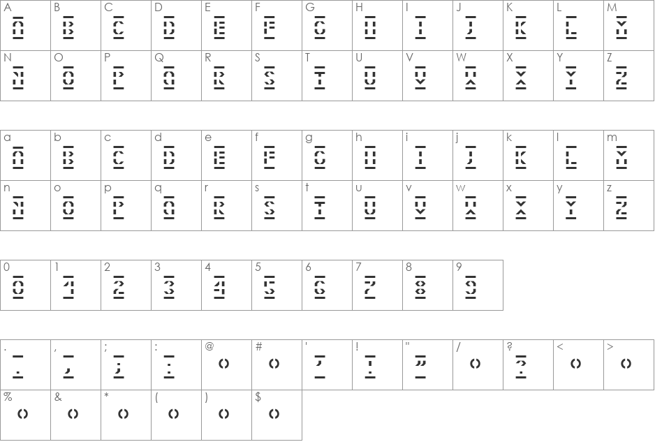 Inbetween font character map preview