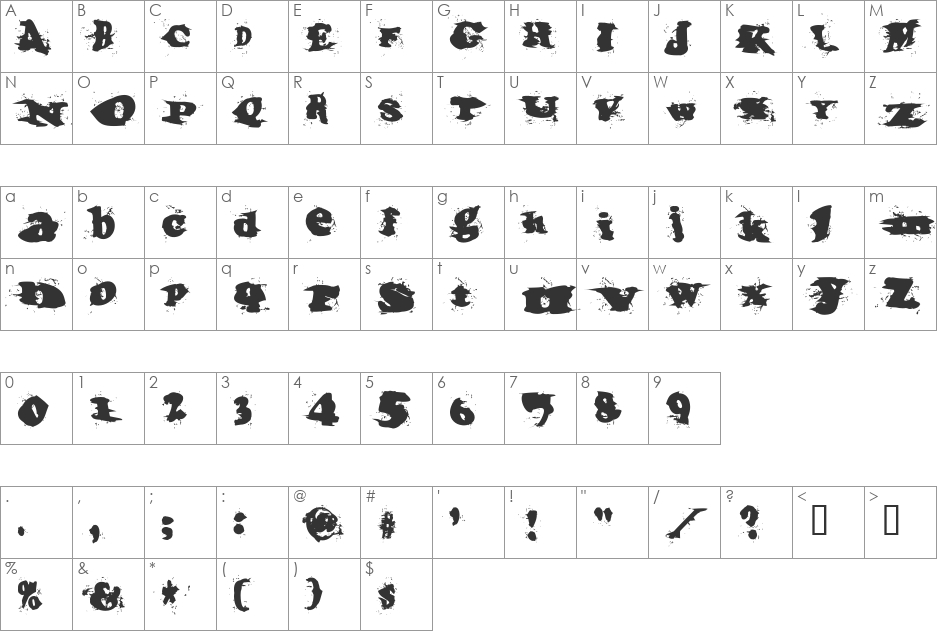 IncantationOne font character map preview
