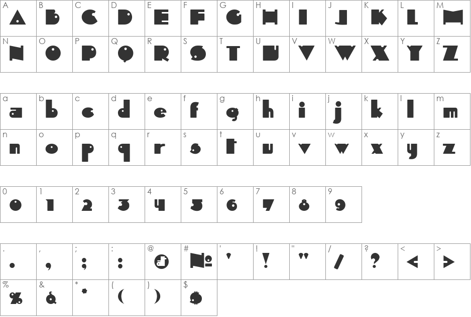 Independant font character map preview