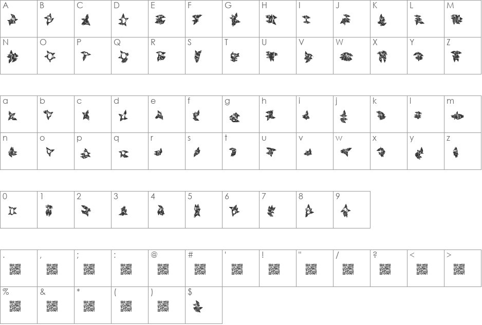 IndianSummer font character map preview