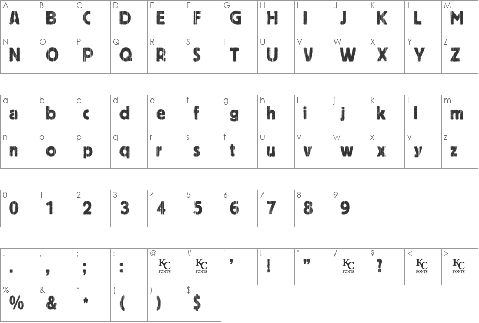 Indie Press font character map preview