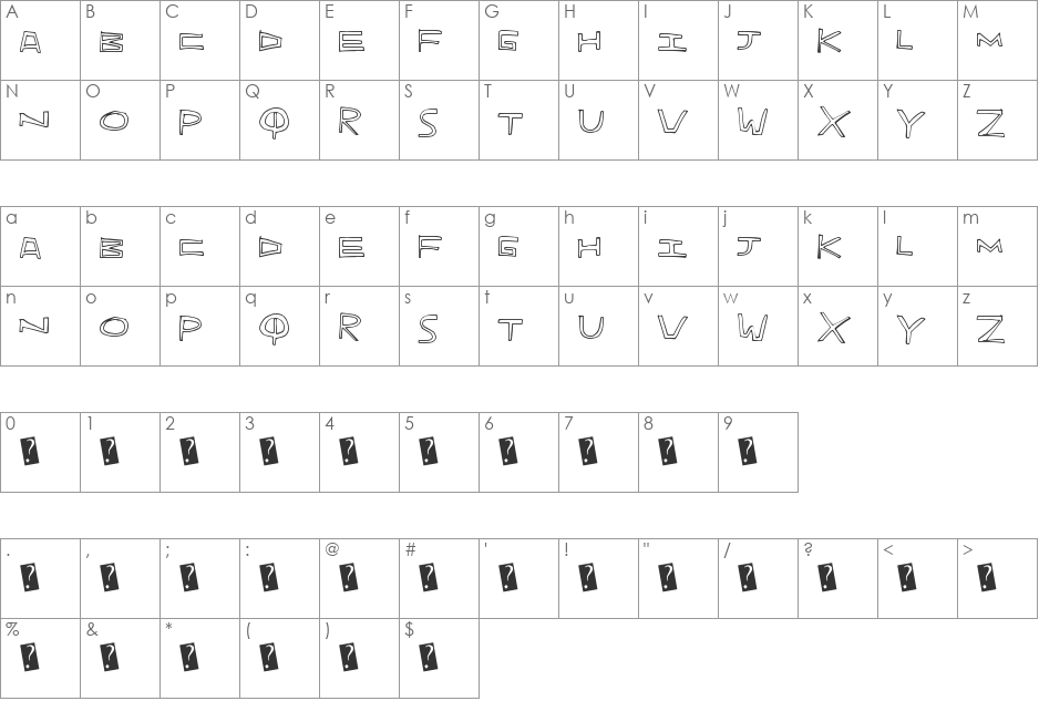 IndieHand font character map preview