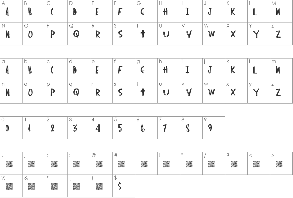 IndieHype font character map preview