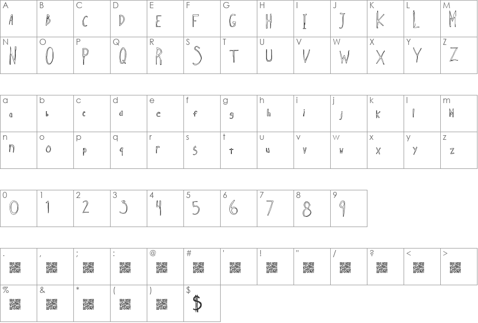 IndieSellout font character map preview