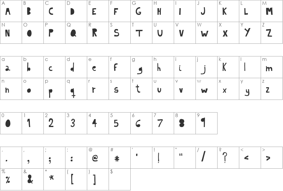 Indietronica font character map preview
