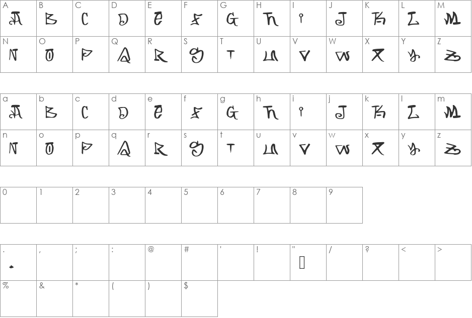 ARKING font character map preview