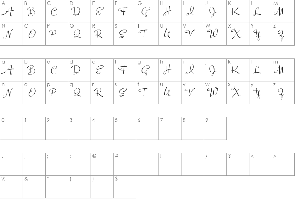 Individual Capitals font character map preview