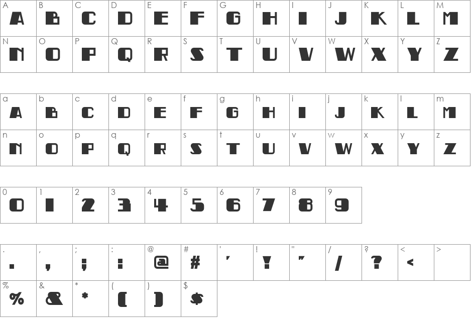 Indochine NF font character map preview