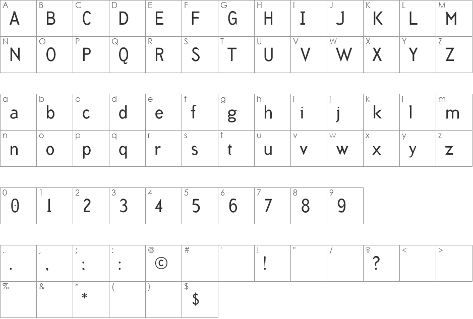 IndustrySans1 font character map preview