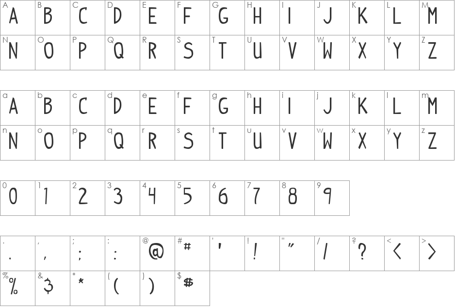 Indy Pimp font character map preview