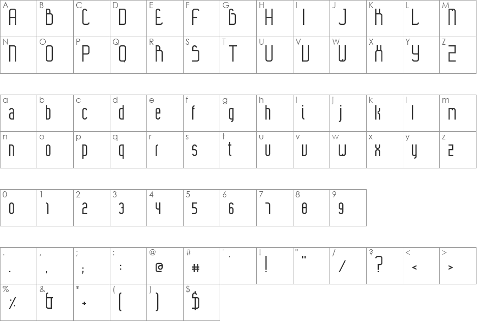 Ines font character map preview