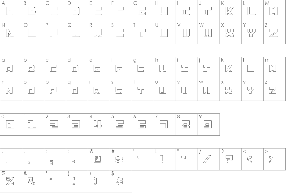 Infection font character map preview