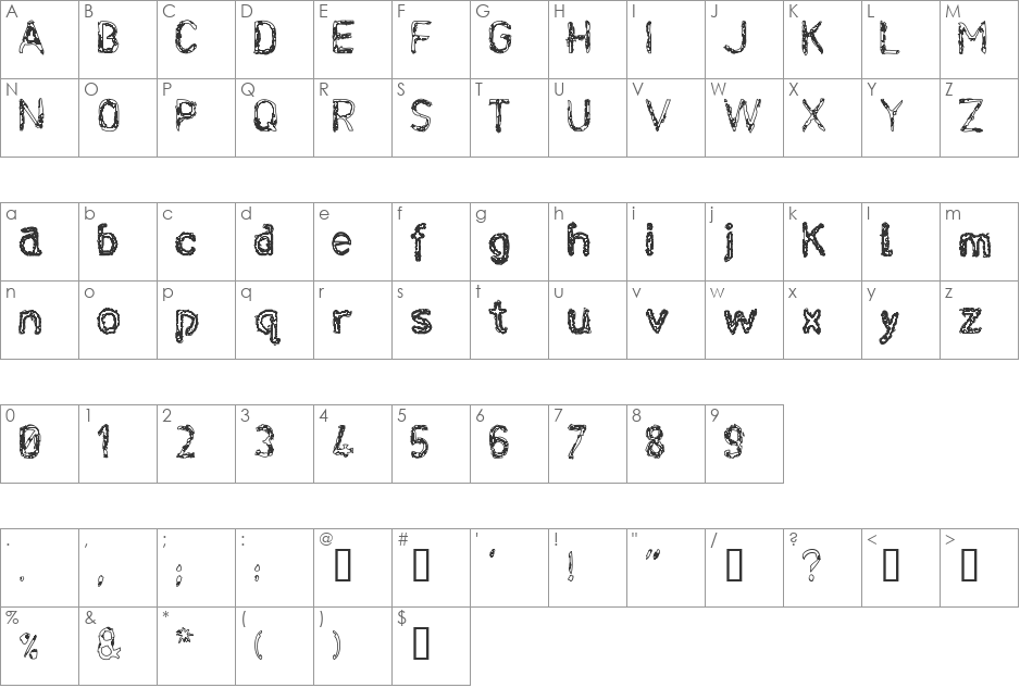 infekt  font character map preview